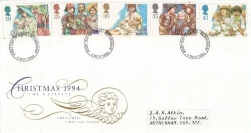 GB 1994 Christmas FDC Rotherham cancel with enclosure typed VGC