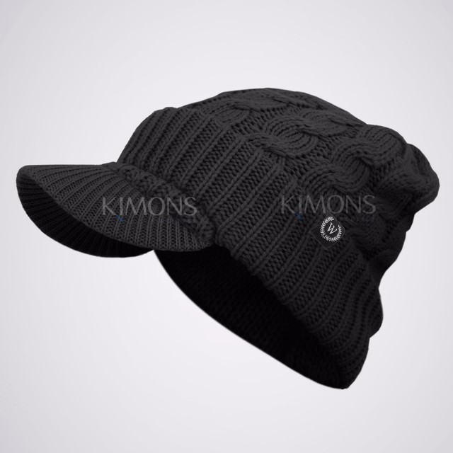 Newsboy Cable Knitted Hat With Visor 