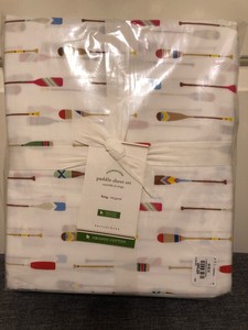 Pottery Barn Paddle Sheet Set King Nautical New White Multi Ebay