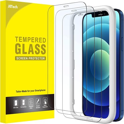 JETech Full Screen Schutzfolie iPhone 12/12 Pro 6,1 Zoll Displayschutz 3 Stück