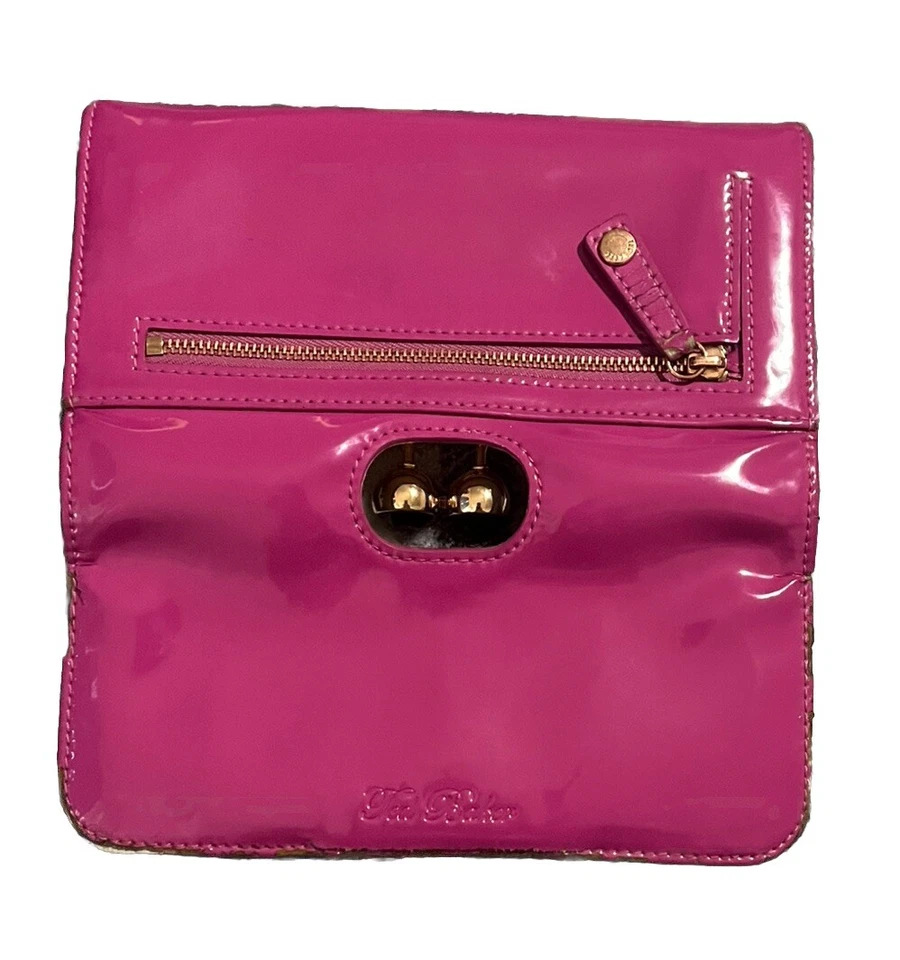Cartera sin asas Ted Baker London charol borgoña/rosa Foto 4 de 4