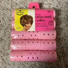 NOS Goody Tousle Mini Teeth Rollers 15 Pink 1-1/8'' Vtg Wet  Dry Use 1960s