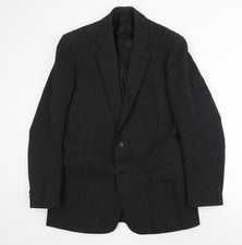 FMT Herren Anzugjacke schwarz gestreift Wollmischung Gr&ouml;&szlig;e 40 Reg