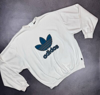 Adidas Originals Vintage Big Logo White Sweatshirt Size L D8