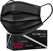 100/50  PCS Black Face Mask Mouth & Nose Protector Respirator Masks USA Seller