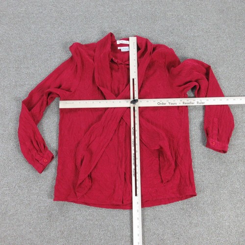 Camisa Talbots Mujer 8 Rojo Seda Manga Larga Abotonada Corbata Bufanda - Imagen 6 de 15