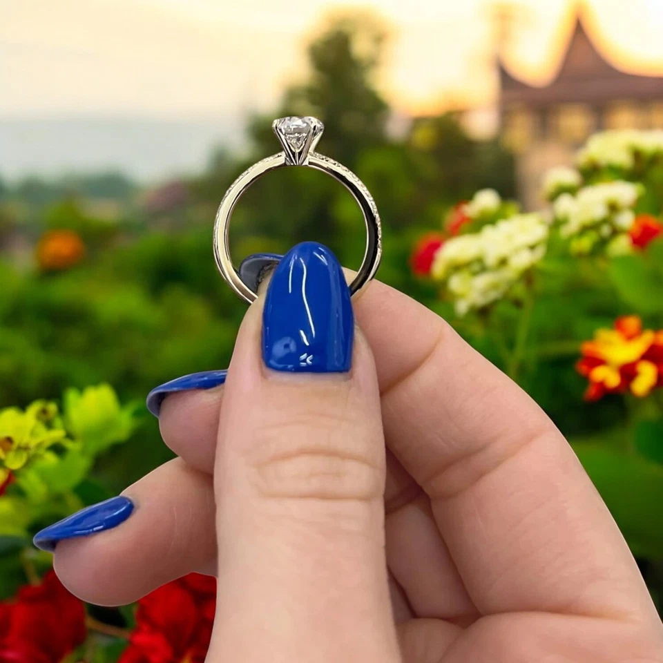 Round Cut Diamond Ring IGI Certified 1.30 Ct Lab Created 14k Yellow Gold  4 5 6 - Image 3 of 4