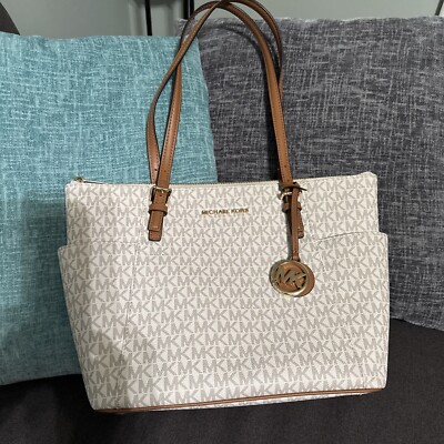 Michael Kors Jet Set Top Zip Signature Logo Tote Shoulder Bag