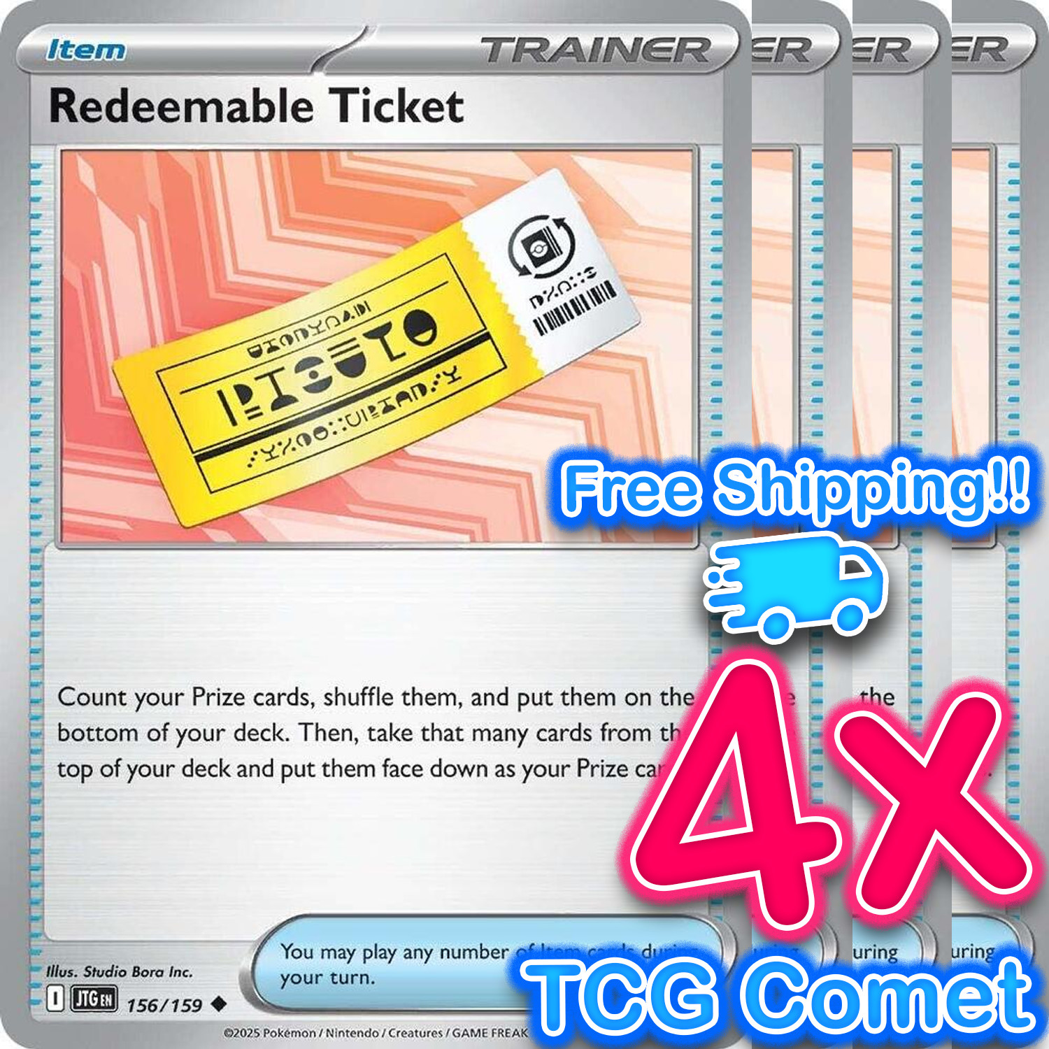 [4x Playset] Redeemable Ticket 156/159 - SV09: Journey Together - Pokemon TCG