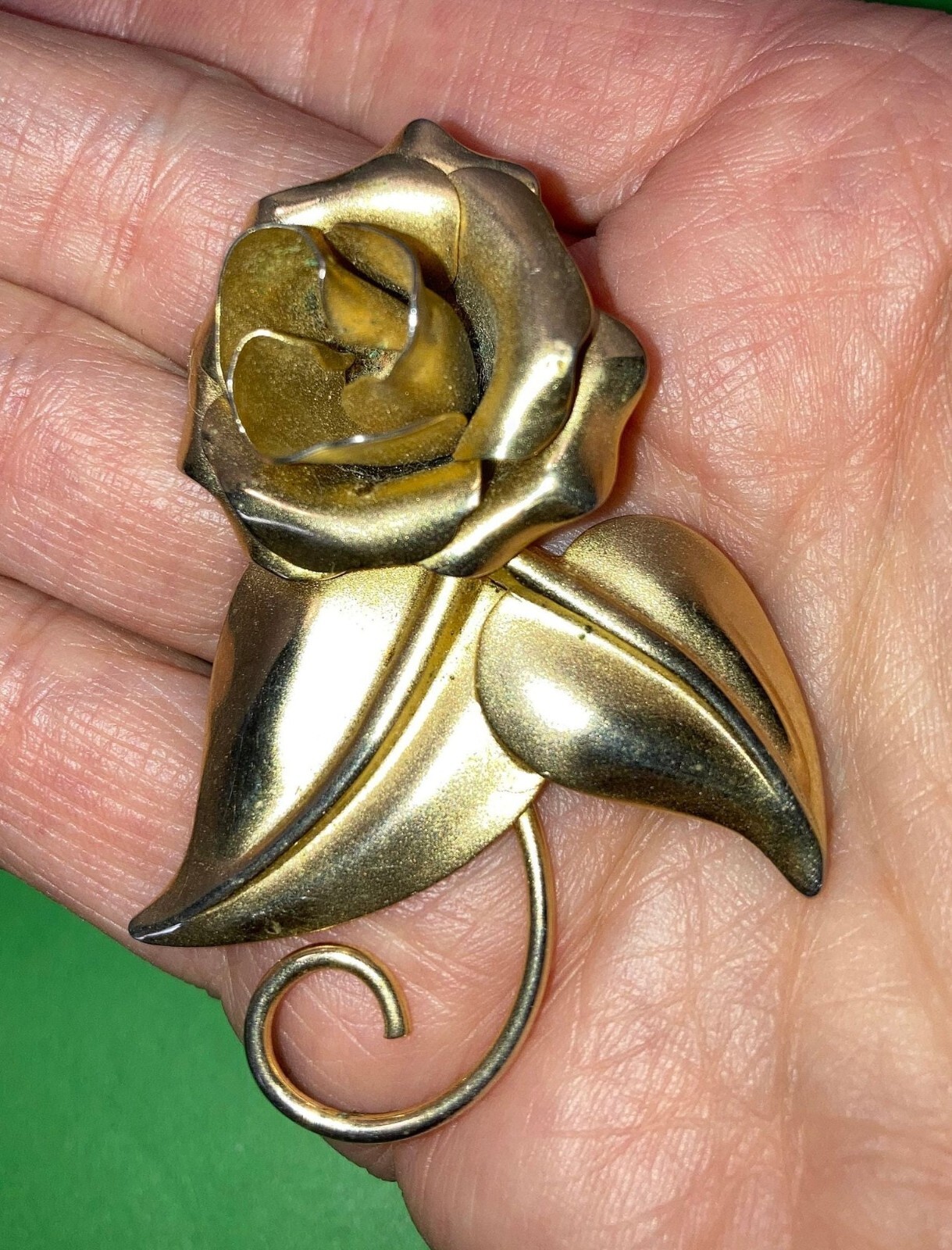 5 pc Vintage Rose Jewelry Lot, Gold Red Rose Bud … - image 6