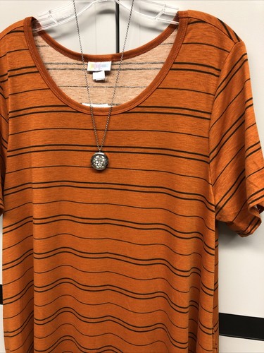 Neu mit Etikett LuLaRoe XL rostorange & grau gestreiftes weiches Strickkleid Jessie mit Taschen - Bild 6 von 9
