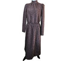 Ryegrass Womens Large Copper Shimmer Maxi Dress Puff Sleeve High Neck $100 NEW