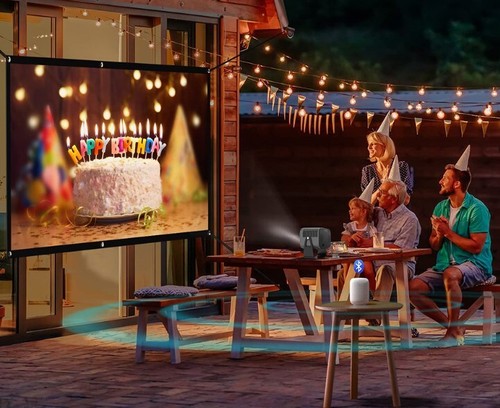 4K Beamer 1080P WiFi Projektor Heimkino Tragbar 360°Stand Fernbedienung HDMI USB - Afbeelding 6 van 13