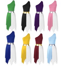 Women's Dance Dress Color Block Tunic Irregular Hem Liturgical Praise Dancewear