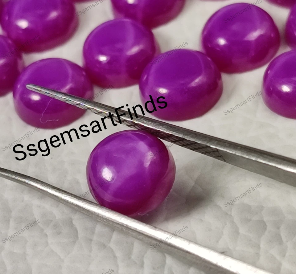 Lab created lindy ruby star cabochons round shape jewelry making loose gemstone - Image 4 of 4