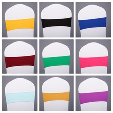Spandex Stretch Solid Plain Chair Sashes Wedding Party Banquet Decor 10/25/50