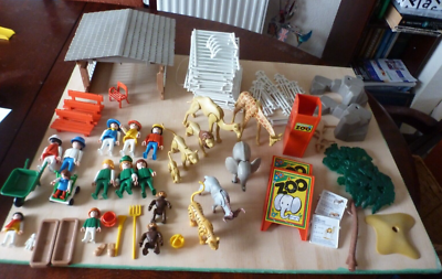 Vintage Playmobil 3145 Zoo 1986 - With Box Top and Items as Shown