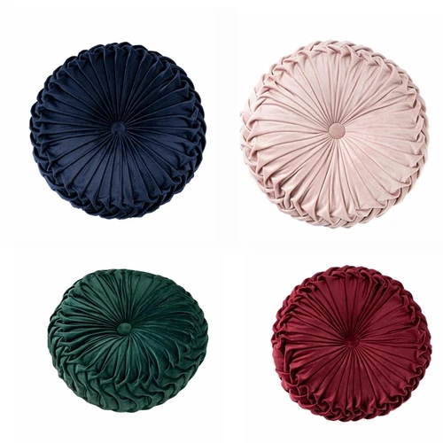 Crushed Velvet Pleated Round Pumpkin Throw Pillow Couch Cushion Floor Pillow US - Picture 8 of 53