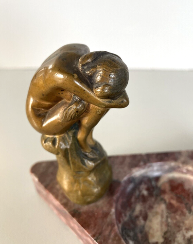 ANTIKE KLEINE BRONZE SKULPTUR G. Trinque FRAUENAKT MARMORSOCKEL JUGENDSTIL 800er - Bild 6 von 12