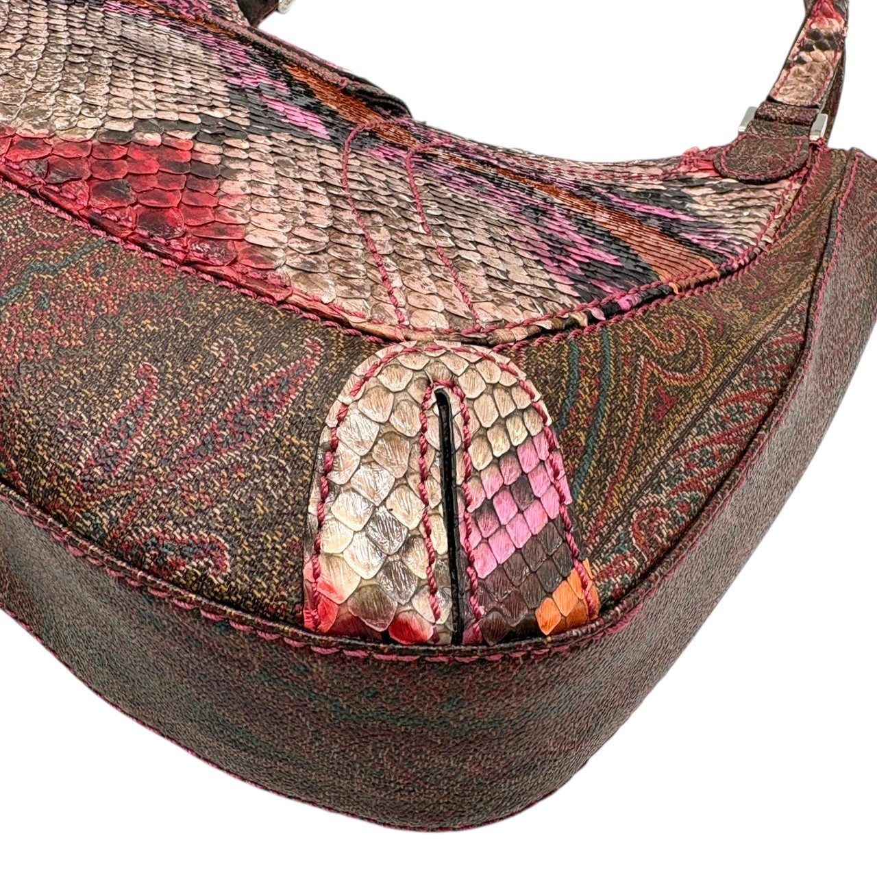 Authentic ETRO Paisley Pattern Leather Handbag Sh… - image 13
