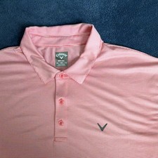 Callaway Opti-Dri Men's Moisture Wicking Striped Golf Polo Pink/White XXL