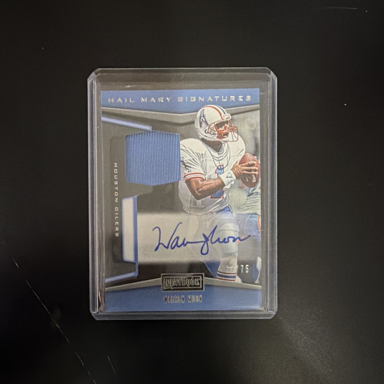 2019 Panini Playbook - Hail Mary Signature Relics Warren Moon #HM-WM /75 (AU, ME
