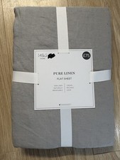 Marks & Spencer 100% pure linen Flat sheet Silver Grey Super king Size bedding