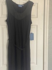 NWT Simply Vera Vera Wang Dress Women's XL Black Sleeveless Tie Waist Knee Lengt