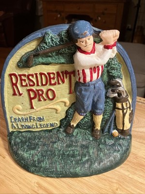 Door Stop Cast Iron Golf Player Collectable Vintage Resident Pro