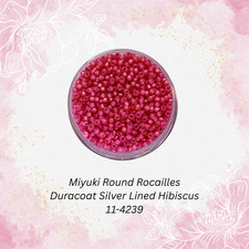Miyuki 11/0 Round Seed Beads 11-4239 Duracoat Silver Lined Hibiscus 20 Grams