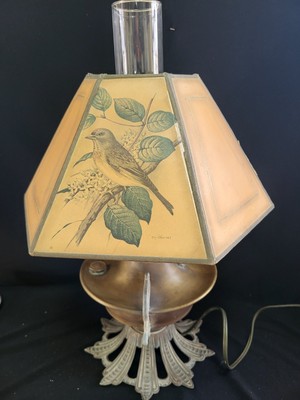 Antique Electrified Pittsburgh Lamp & Brass Co Aladin Style & Gonner Shade RARE