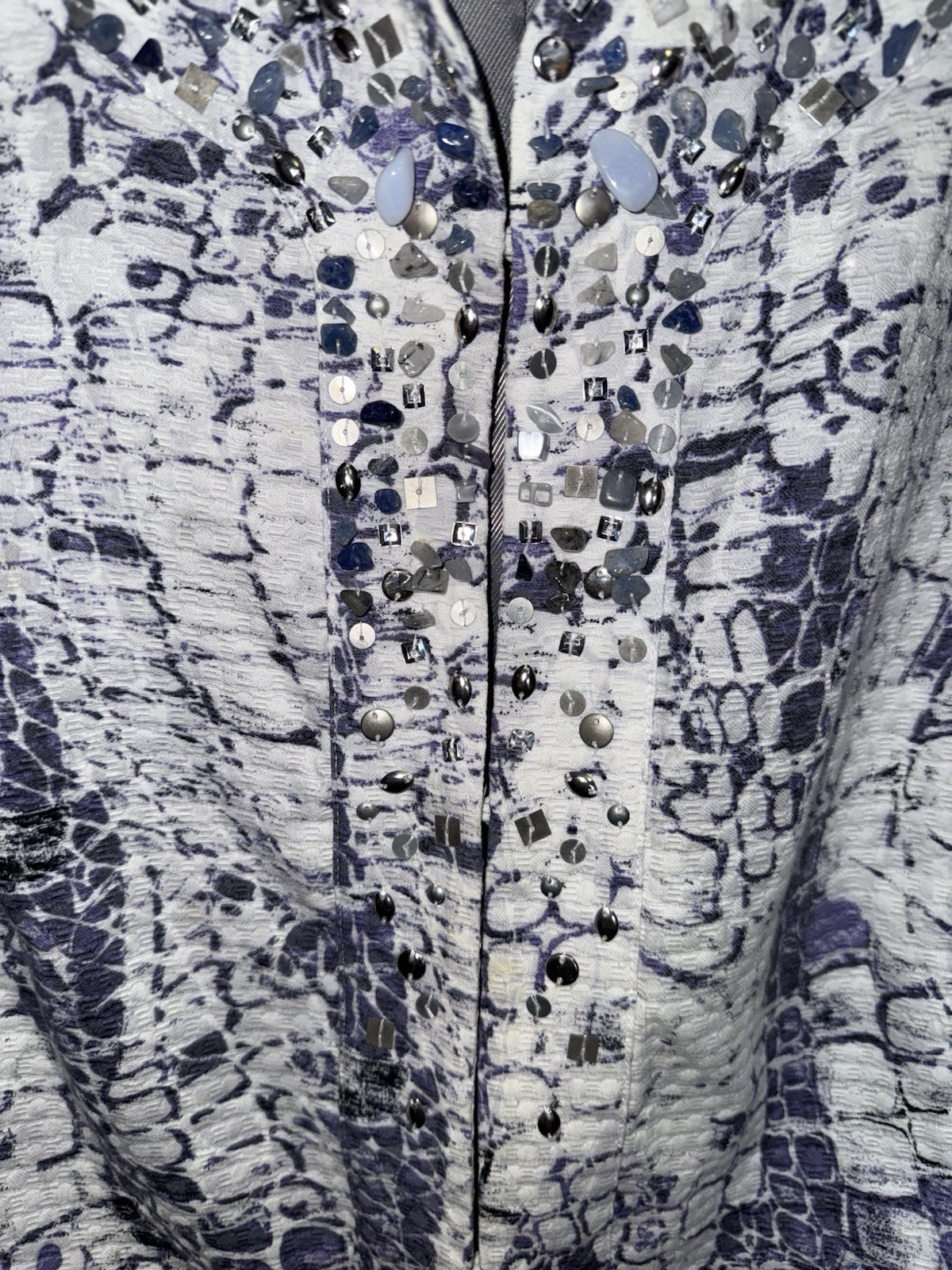 Chicos Jacket Blazer Python Snake Pattern Jeweled… - image 4