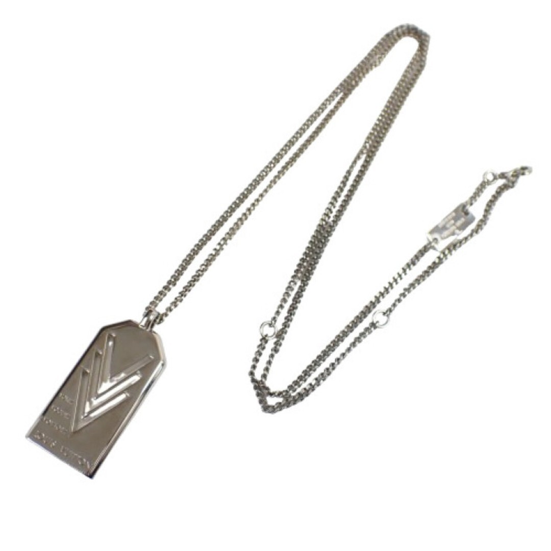 LOUIS VUITTON VVV M00050 Silver Metal Triple V Pendant Necklace