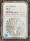 2015 American Silver Eagle Dollar $1 Coin NGC MS69 Philadelphia Mint Beautiful!