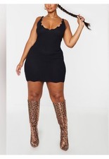 NWT Pretty Little Thing  Plus Size Scalloped Edge Knit Body Con Dress