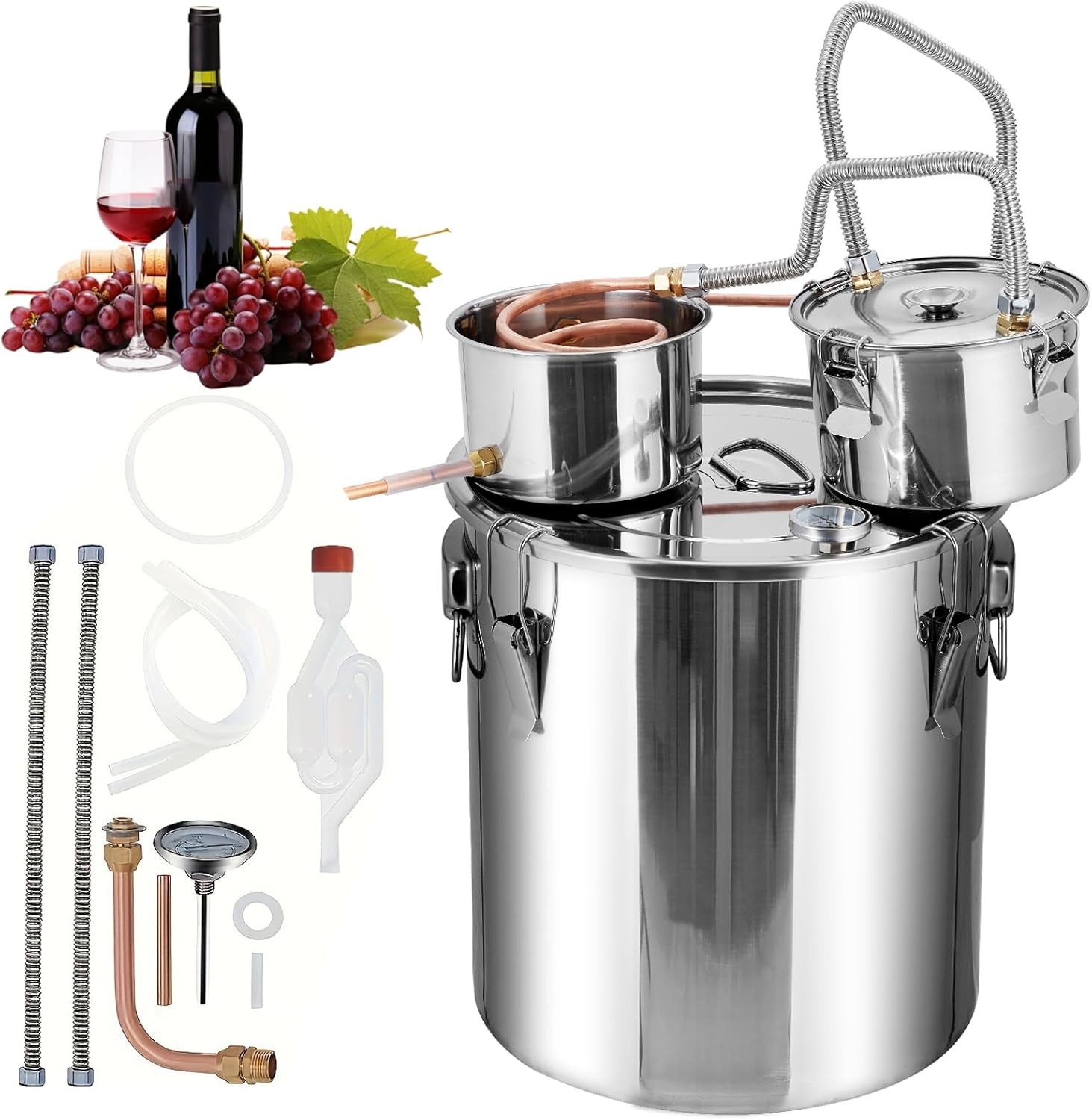 Moonshine Still Distiller, 3 Gal 10L Stainless Steel Water Alcohol Spirits