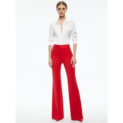 Alice + Olivia Deanna Ruby Red Bootcut Pants 10 NWT High Rise