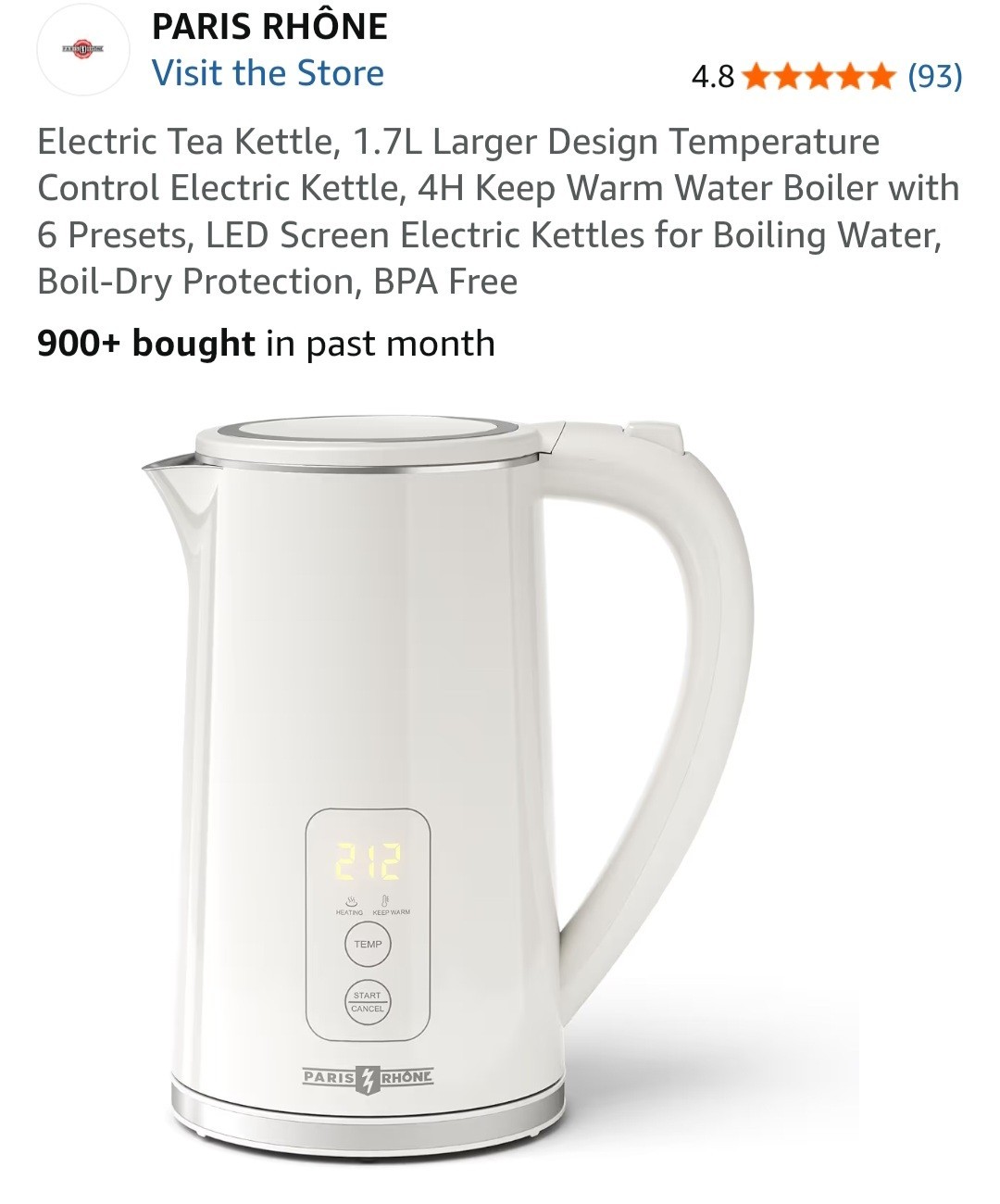 Kettle-6 Temperature Settings-white-1.7l-new In Origbox