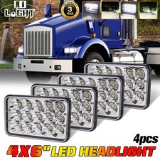 4pcs 4x6'' LED Headlights Hi/Low For KenworthT800 1987-16 Peterbilt Freightliner
