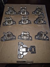 Lot of 10 Grass 860-01 Nickel cabinet Hinges w/ 860-005 Base Mount Plates.