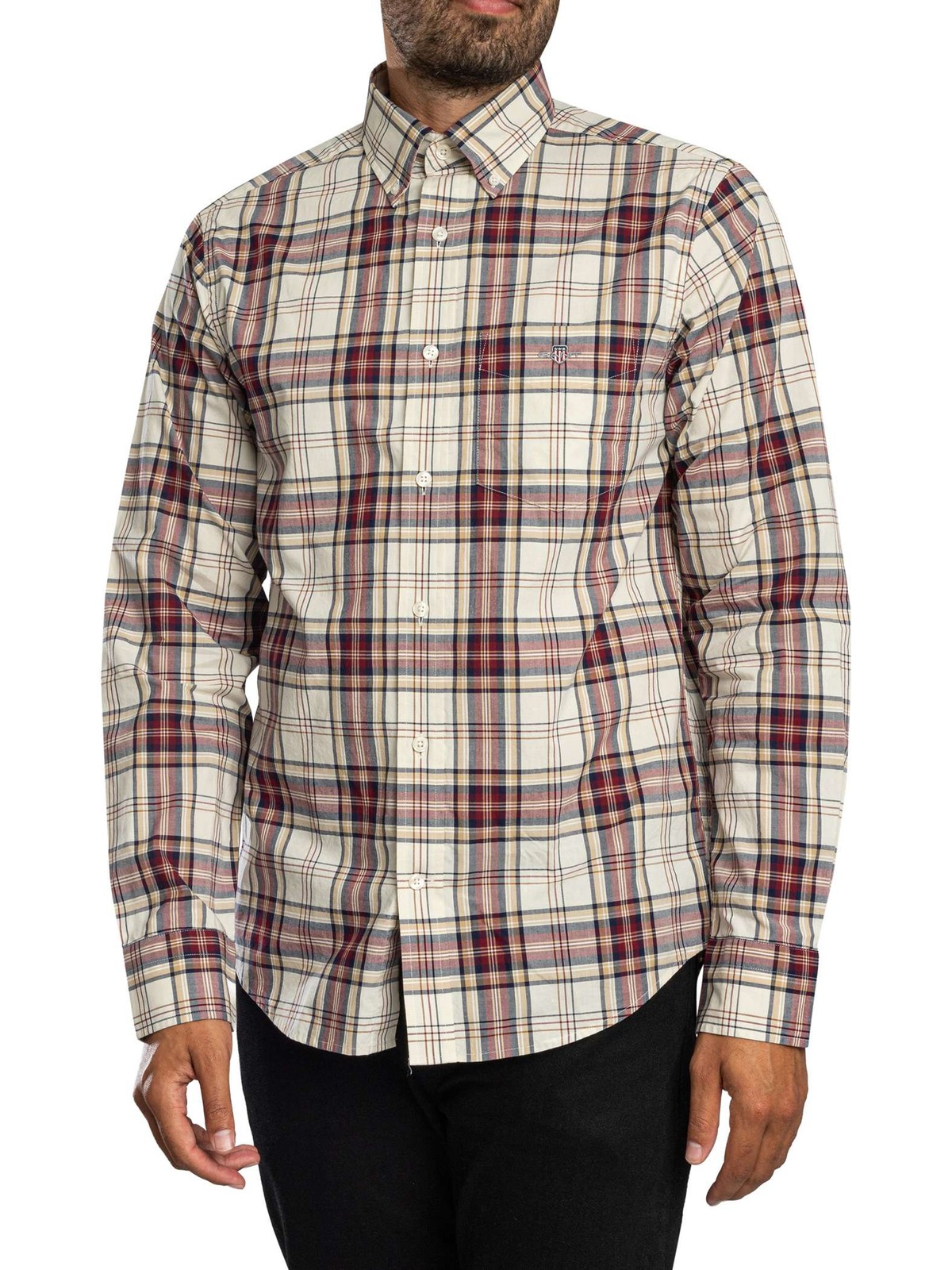 GANT Regular Poplin Check Shirt, Deep Grape Wine - L
