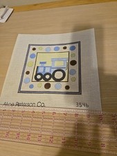 Alice Peterson Hand-Painted Needlepoint Canvas Toy Blue Train 13ct Mesh
