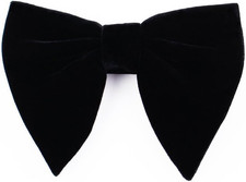 Black Velvet Bow Ties Mens Pre-Tied Satin Formal Tuxedo Big Bowtie Oversized ...