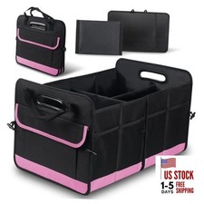 Car Trunk Organizer, 72L Large Capacity Waterproof Auto Storage Organizer Pink