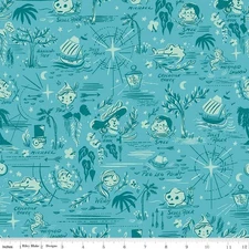 Forever Neverland Neverland Map Lagoon Cotton Fabric
