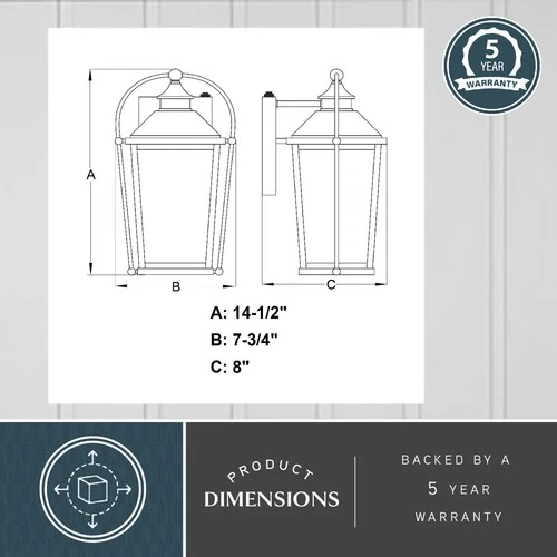 Vaxcel Lighting T0540 Lexington 1 Light 15" Tall Outdoor Wall - Black - Picture 6 of 8