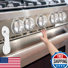 GRENFU 6pc Stove Knob Locks Universal Clear Heat-Resistant Safety Covers for Kid