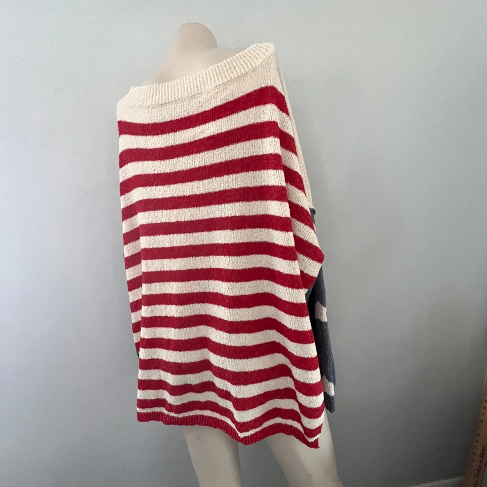 Suéter Top Peace Love World American Flag De Gran Tamaño Tejido 2X Patriótico EE. UU. Acogedor Foto 4 de 4