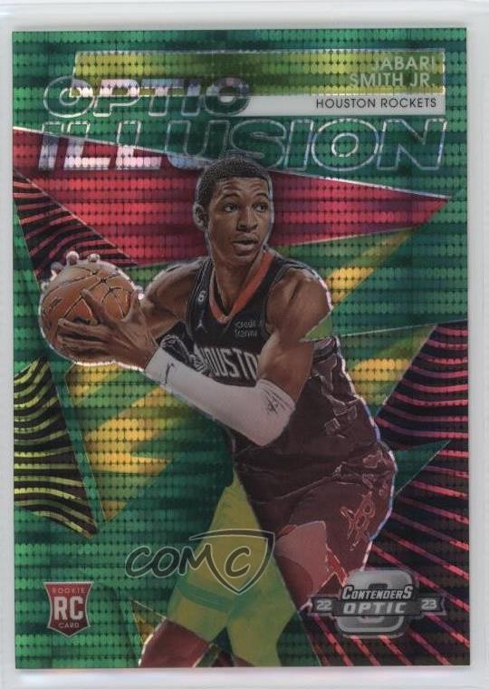 2022 Contenders Optic Illusion Green Pulsar Prizm /25 Jabari Smith Jr Rookie RC