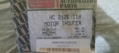 Factory Authorized Parts Carrier Inducer Motor HC21ZE118 New/Old Stock